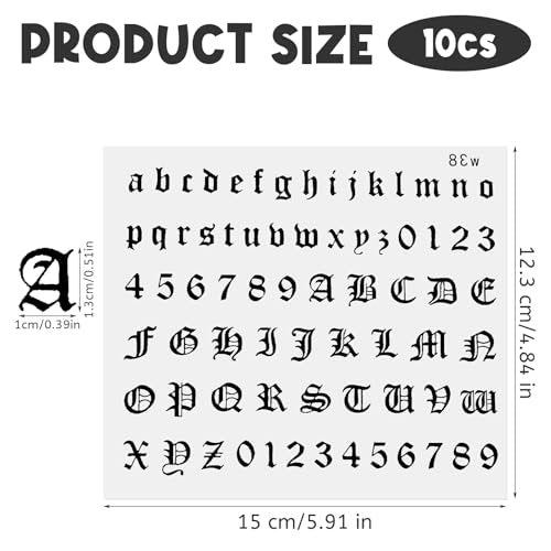 HJZHII 10 Sheet Gothic Temporary Tattoos - Small English Letters Numbers Alphabet Tattoo Stickers for Adult Finger Neck Body - görsel 4