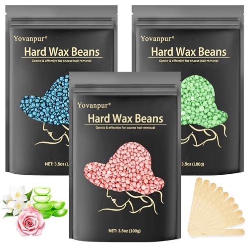 Yovanpur Hard Wax Beads 10.5oz (3 Pack) – Professional Waxing Beans for Hair Removal – Brazilian, Bikini, Face, Eyebrows, Underarms, Chest, Back, Legs – for Women & Men - görsel 2