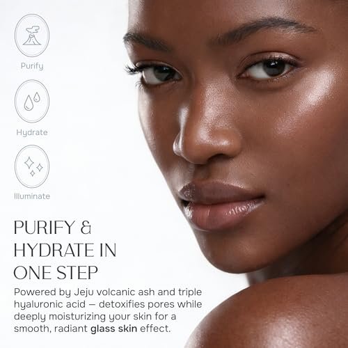 NUNA Volcanic Ash Hydrogel Face Masks with Smile Line Patches – Korean Glass Skin Detox & Deep Hydrating Jelly Mask with Hyaluronic Acid, Ceramides – Overnight Moisturizing + Purifying Care, 7 Sheets Avelisse