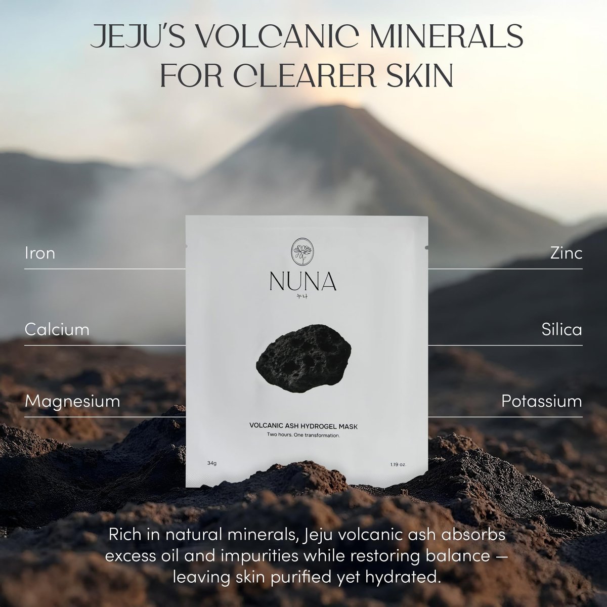 NUNA Volcanic Ash Hydrogel Face Masks with Smile Line Patches – Korean Glass Skin Detox & Deep Hydrating Jelly Mask with Hyaluronic Acid, Ceramides – Overnight Moisturizing + Purifying Care, 7 Sheets Avelisse