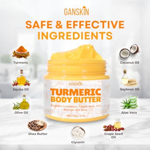 Ganskin Turmeric Face Cream – All Natural Skin Brightening Lotion & Whipped Body Butter for Dark Spots, Hyperpigmentation, Acne, Scars, Sun Damage (4 oz) - görsel 12