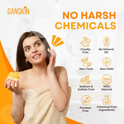 Ganskin Turmeric Face Cream – All Natural Skin Brightening Lotion & Whipped Body Butter for Dark Spots, Hyperpigmentation, Acne, Scars, Sun Damage (4 oz)