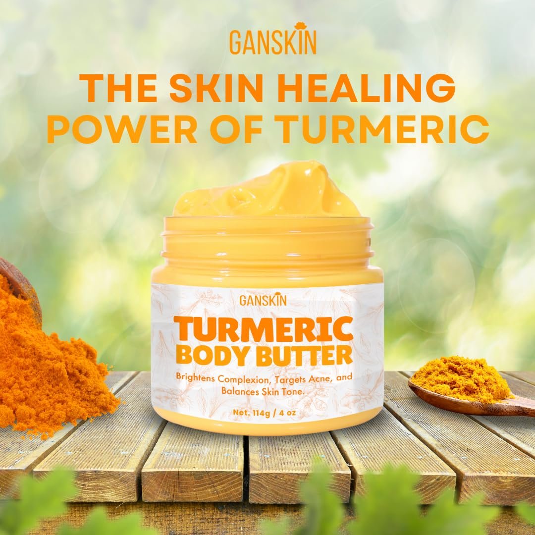 Ganskin Turmeric Face Cream – All Natural Skin Brightening Lotion & Whipped Body Butter for Dark Spots, Hyperpigmentation, Acne, Scars, Sun Damage (4 oz) - görsel 3