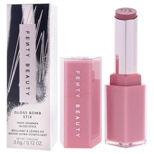 Gloss Bomb Stix Shimmer - 02 Fussy by Fenty Beauty - Dusty Pink Shimmer Lipstick (0.12 oz) Avelisse