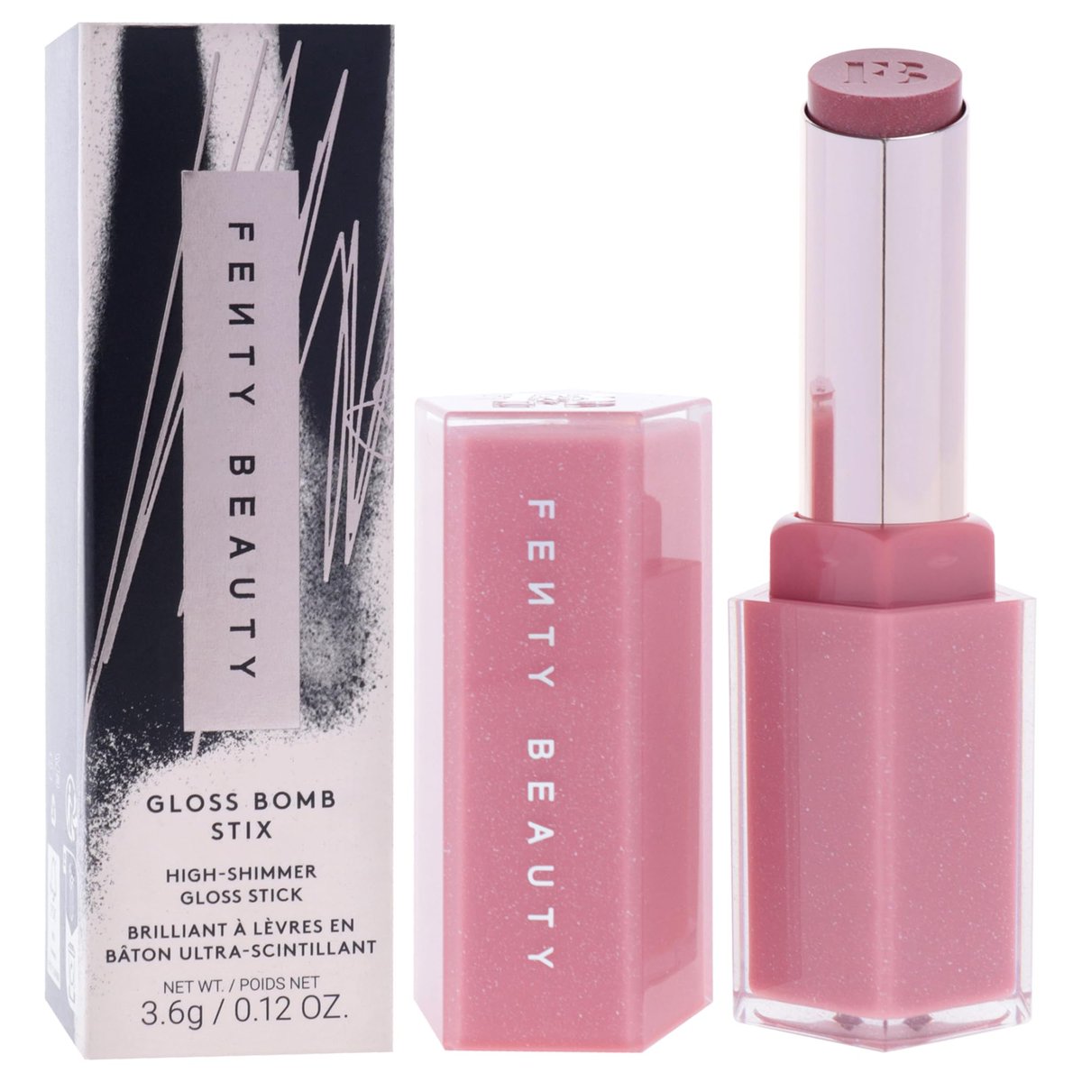 Gloss Bomb Stix Shimmer - 02 Fussy by Fenty Beauty - Dusty Pink Shimmer Lipstick (0.12 oz) Avelisse