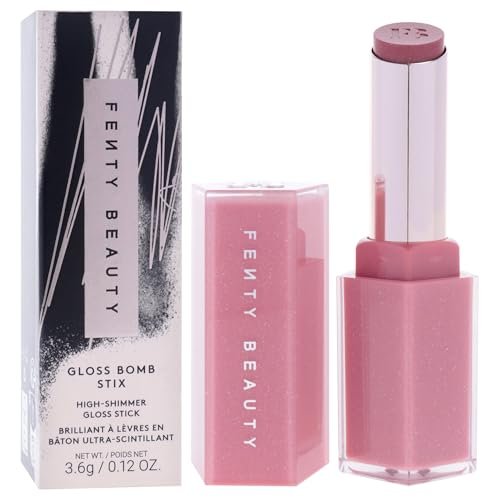 Gloss Bomb Stix Shimmer - 02 Fussy by Fenty Beauty - Dusty Pink Shimmer Lipstick (0.12 oz) Avelisse