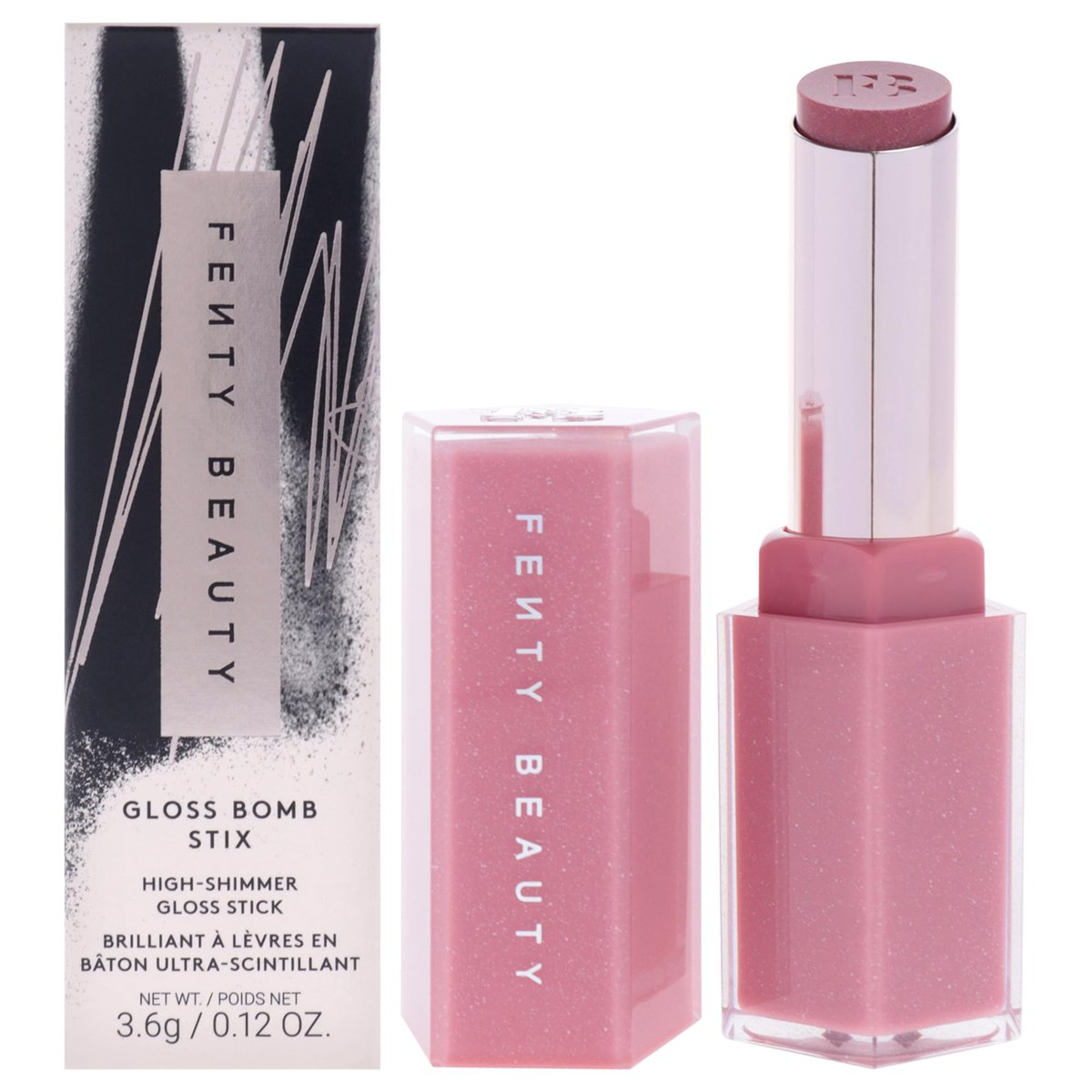 Gloss Bomb Stix Shimmer - 02 Fussy by Fenty Beauty - Dusty Pink Shimmer Lipstick (0.12 oz) Avelisse
