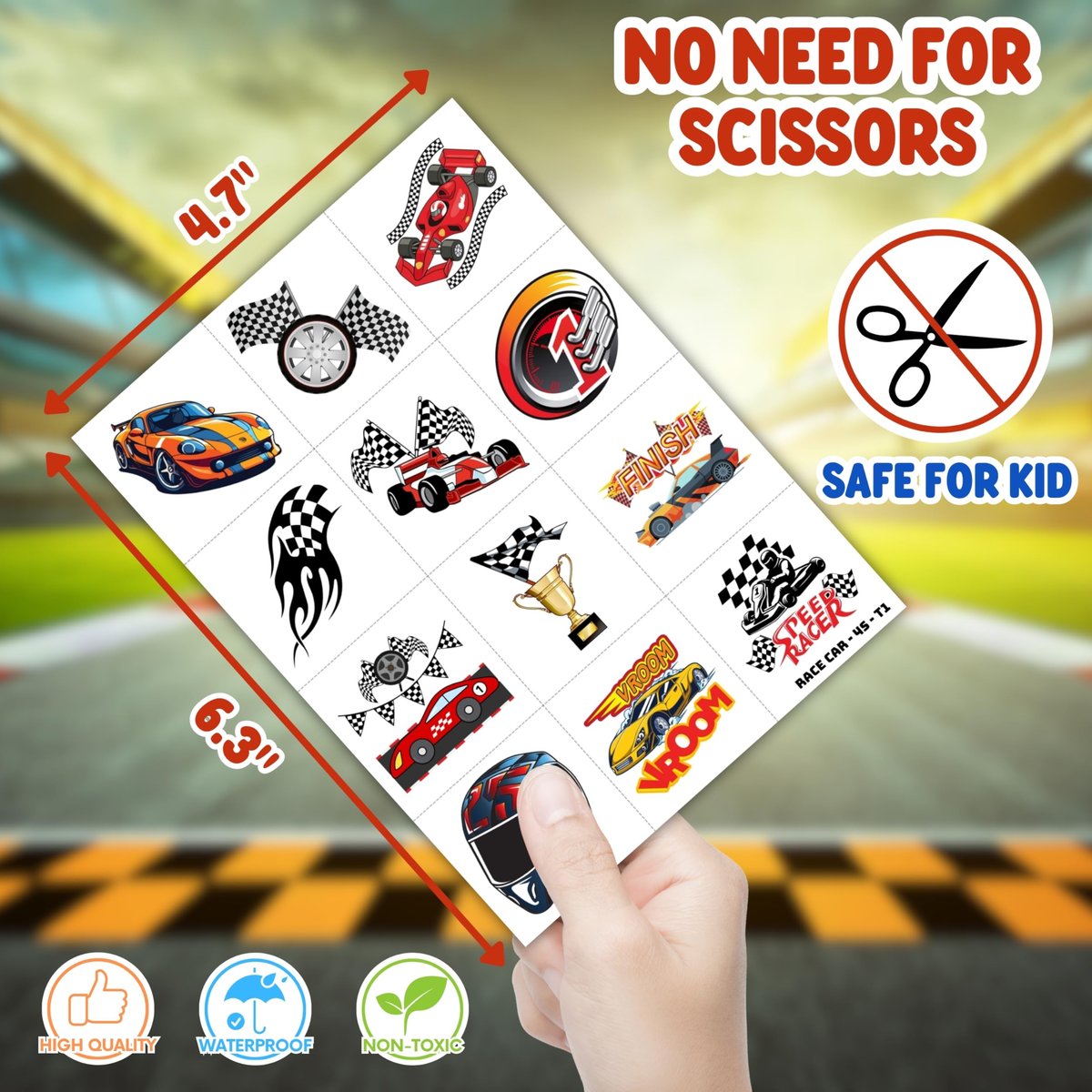 72PCS Race Car Party Favors for Kids - Car-Themed Party Supplies with Temporary Tattoos & Punch Balloons, Birthday Gifts, Goodie Bag Fillers, Classroom Rewards - görsel 9
