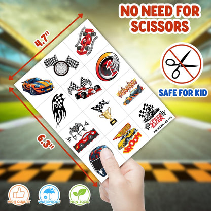72PCS Race Car Party Favors for Kids - Car-Themed Party Supplies with Temporary Tattoos & Punch Balloons, Birthday Gifts, Goodie Bag Fillers, Classroom Rewards