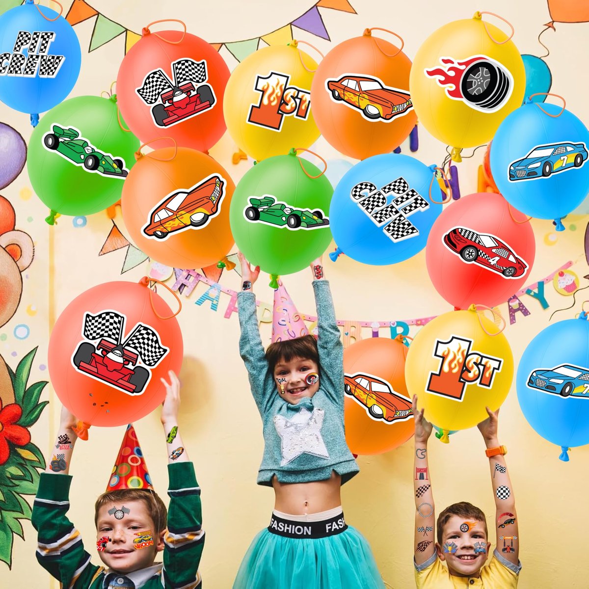 72PCS Race Car Party Favors for Kids - Car-Themed Party Supplies with Temporary Tattoos & Punch Balloons, Birthday Gifts, Goodie Bag Fillers, Classroom Rewards - görsel 13