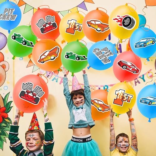 72PCS Race Car Party Favors for Kids - Car-Themed Party Supplies with Temporary Tattoos & Punch Balloons, Birthday Gifts, Goodie Bag Fillers, Classroom Rewards - görsel 14