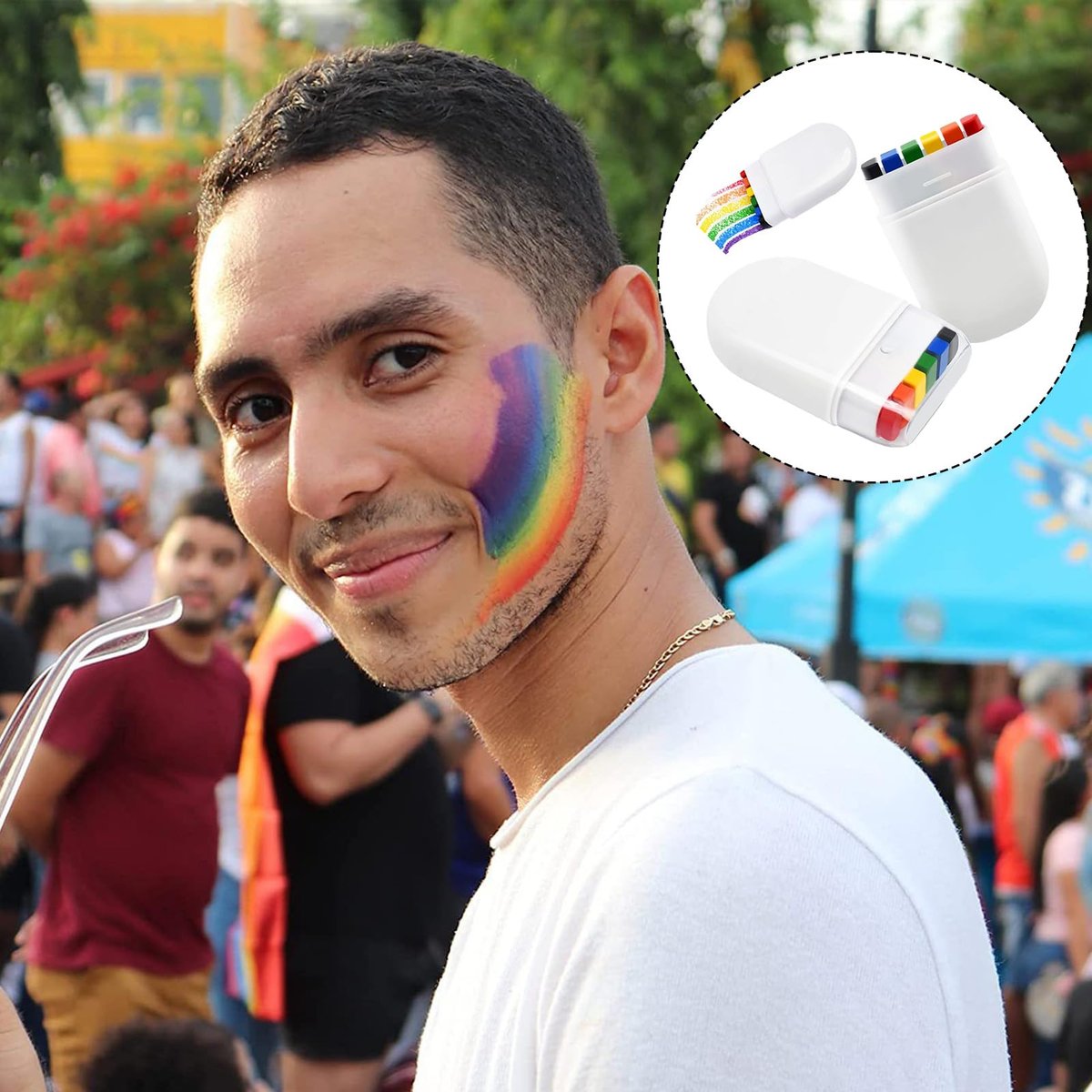 Rainbow Pride Accessories Set: Flag, Face Paint, Butterfly Hair Clip & Sunglasses for LGBTQ Celebrations - görsel 9