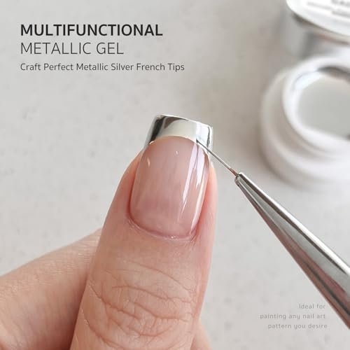 GAOY Metallic Gel Nail Polish - Silver Chrome Painting Gel for Nail Line Art, Metal Finish - 0.17 Fl Oz - görsel 8