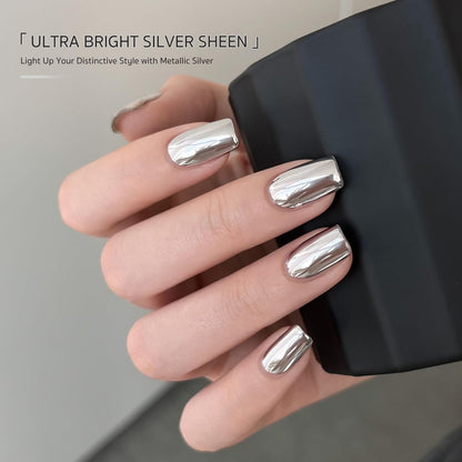 GAOY Metallic Gel Nail Polish - Silver Chrome Painting Gel for Nail Line Art, Metal Finish - 0.17 Fl Oz