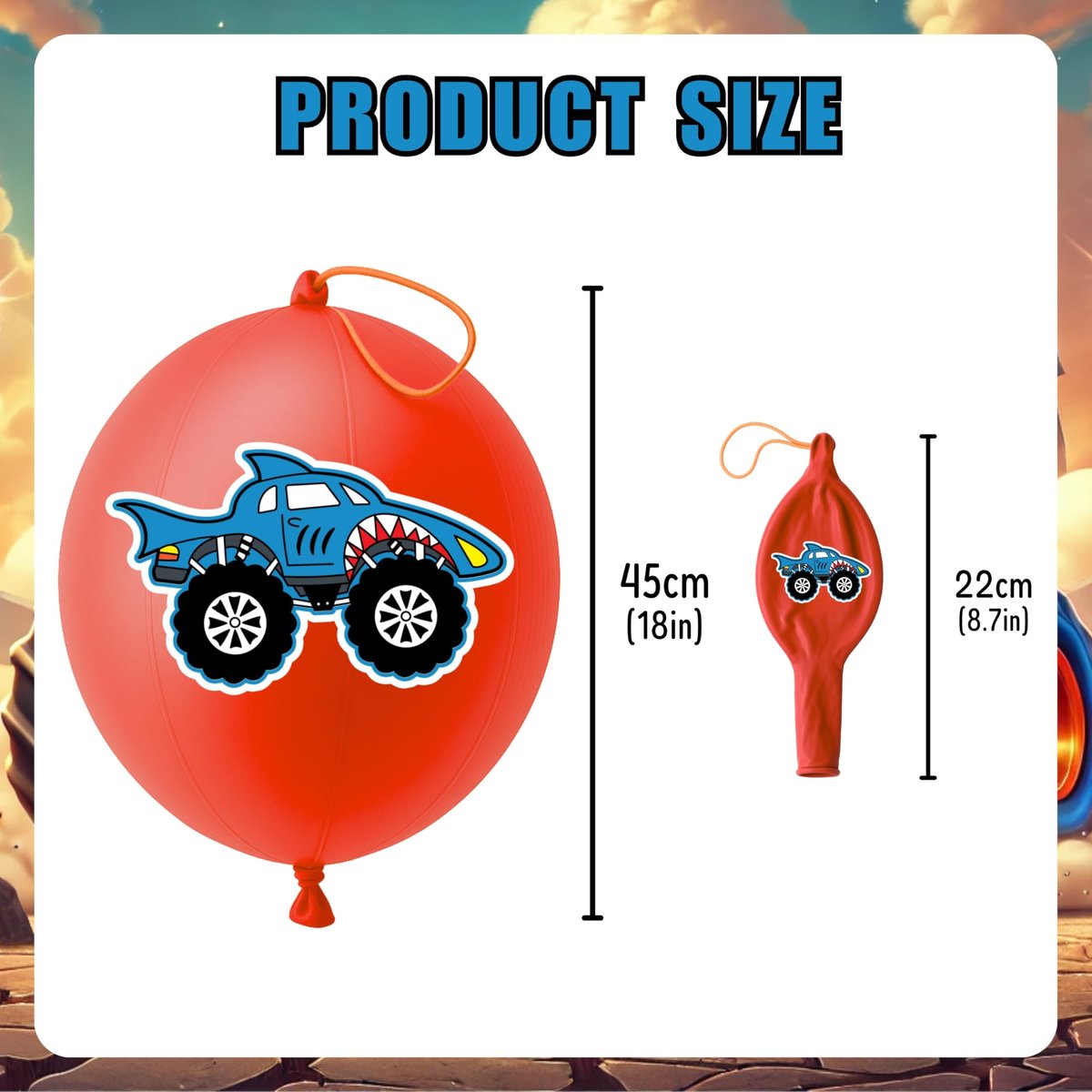 72 PCS Monster Truck Party Favors - 48 Temporary Tattoos & 24 Punch Balloons Combo - Birthday Gifts & Goodie Bag Fillers for Kids - görsel 7