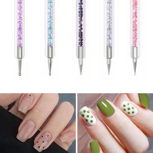 HomTop 5-Piece Double-Ended Nail Art Brushes Set - Precision French Tip & Dotting Tools for Salon, DIY & Beginners (7-16mm Tips) - görsel 12