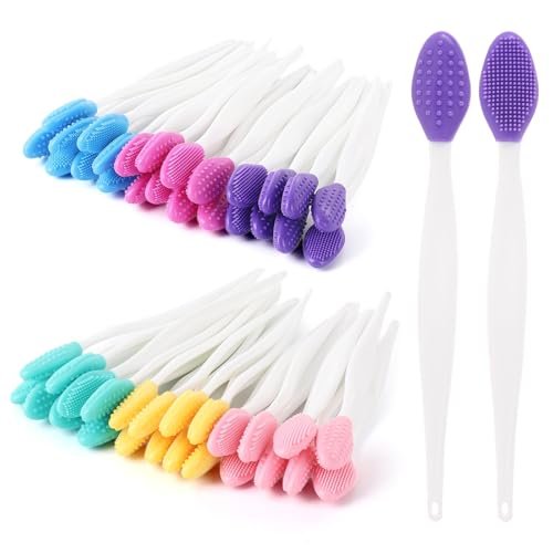 48 Pack Lip Scrub Brush - Silicone Double Sided Lip Exfoliator for Men Women, 6 Colors - görsel 2