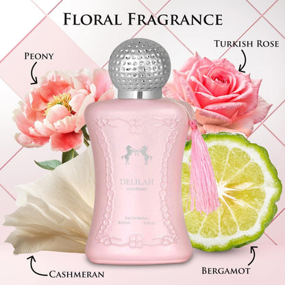 Delilah for Women Eau de Parfum - Floral Fruity Fragrance with Rose, Peony & Lychee - 100ml (3.4 Fl Oz) - URBAN COLLECTION Avelisse