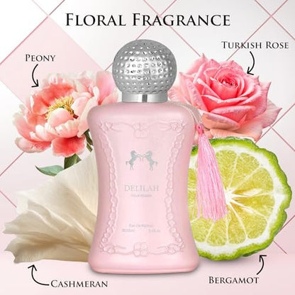 Delilah for Women Eau de Parfum - Floral Fruity Fragrance with Rose, Peony & Lychee - 100ml (3.4 Fl Oz) - URBAN COLLECTION Avelisse