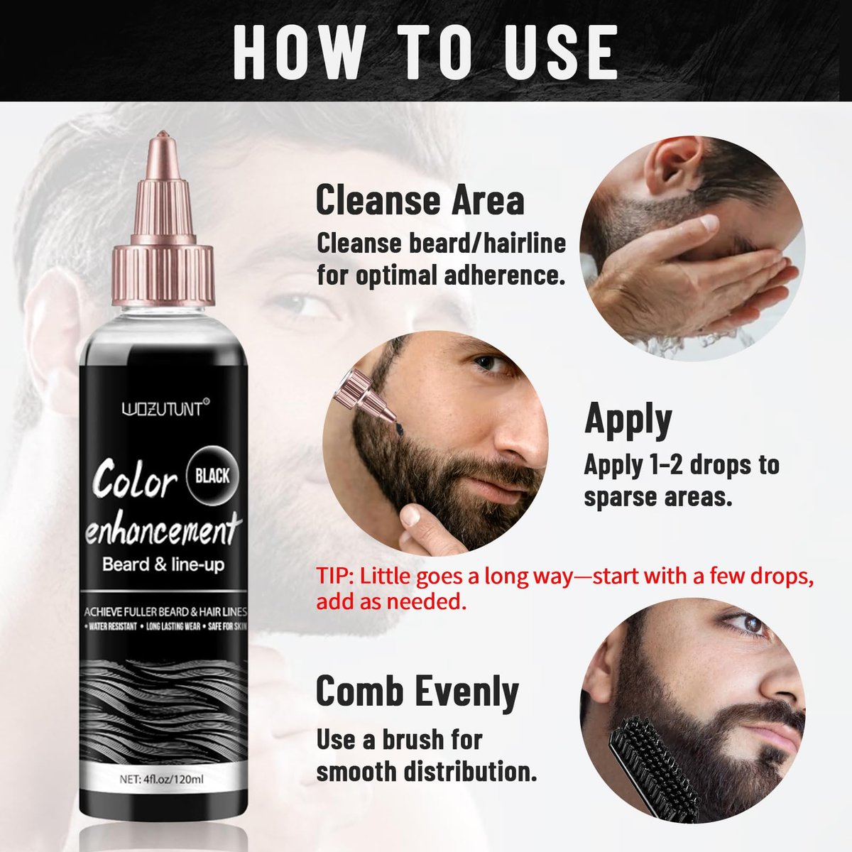 WOZUTUNT Enhancement Color Hair Enhancer For Beard & Lineup - Hairline Filler Spray Enhancements Barber Spray - Barber Beard Liner For Thicker & Fuller Hairstyling Men's Grooming Products Avelisse