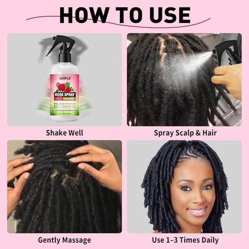 Rose Water Hair Moisturizing Refreshing Spray for Locs - Peppermint & Rose Water Scalp Moisturizer, Hydrating Dreadlock Spray, Nourishing Natural Loc Care & Maintenance, 8.45 Fl Oz - görsel 14