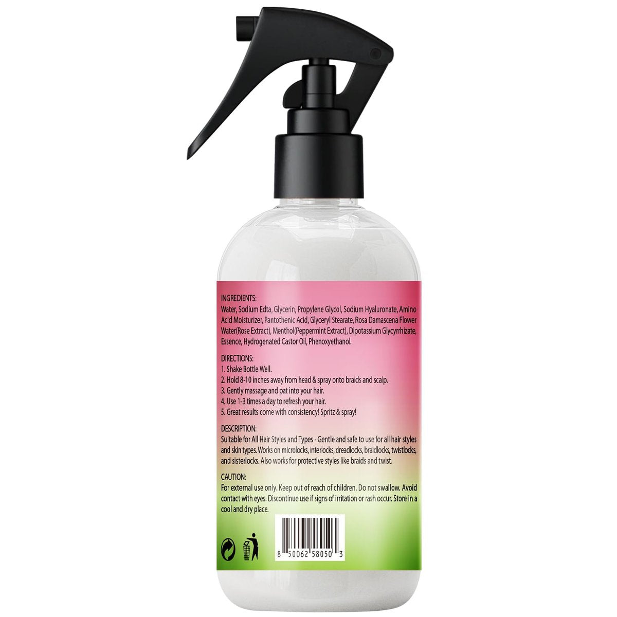 Rose Water Hair Moisturizing Refreshing Spray for Locs - Peppermint & Rose Water Scalp Moisturizer, Hydrating Dreadlock Spray, Nourishing Natural Loc Care & Maintenance, 8.45 Fl Oz - görsel 17
