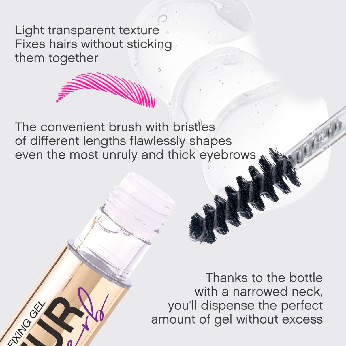 Vivienne Sabó Brow Gel Fixateur Superb – Clear Brow Gel for All-Day Hold, Smudge-Resistant Laminated Look, Precision Styling Brush, Lightweight Texture, 0.2 fl oz Avelisse