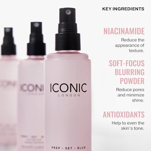 ICONIC LONDON Prep Set Blur Setting Spray - 1 Fl Oz - Vegan Makeup Fixing Spray with Radiant Glow Avelisse