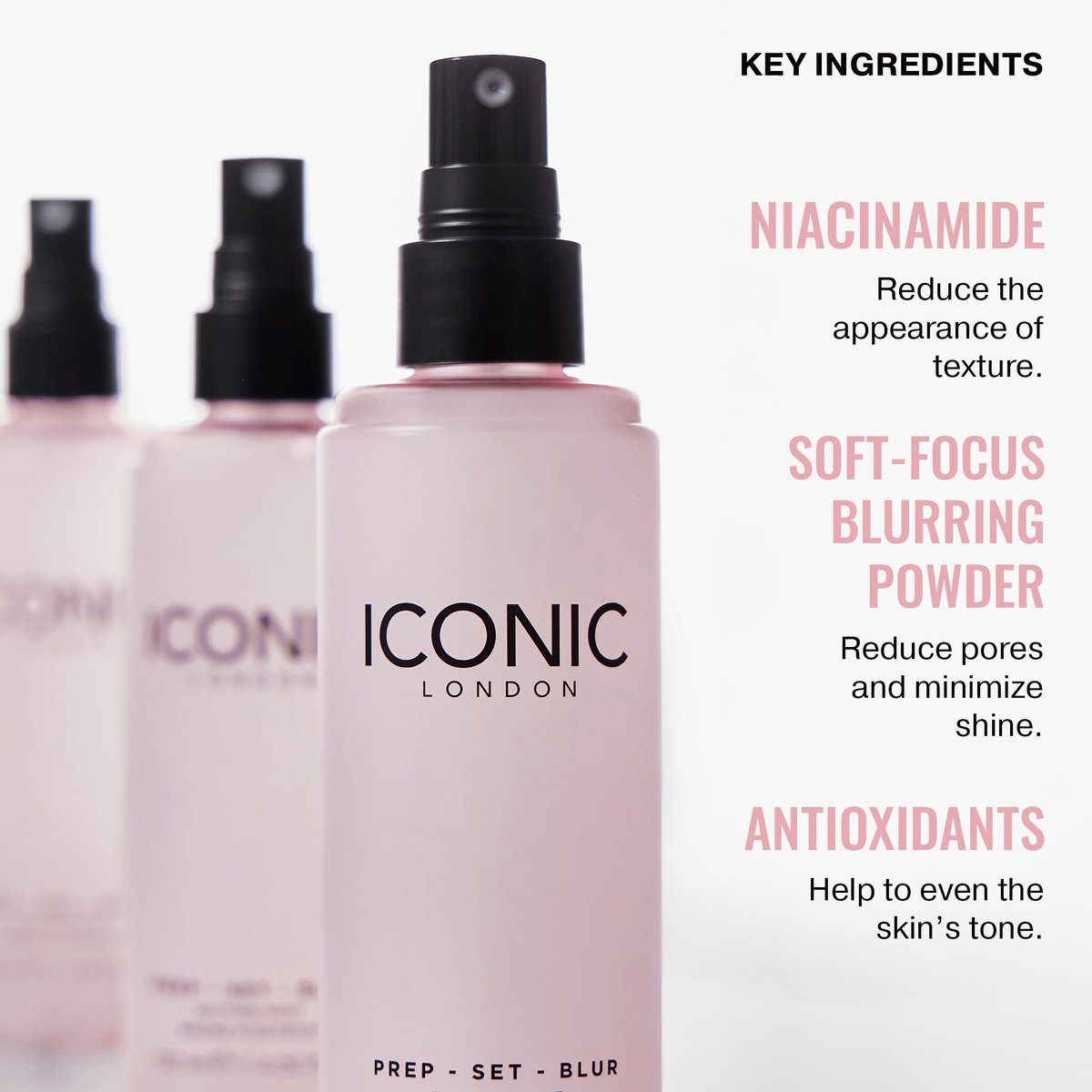 ICONIC LONDON Prep Set Blur Setting Spray - 1 Fl Oz - Vegan Makeup Fixing Spray with Radiant Glow Avelisse