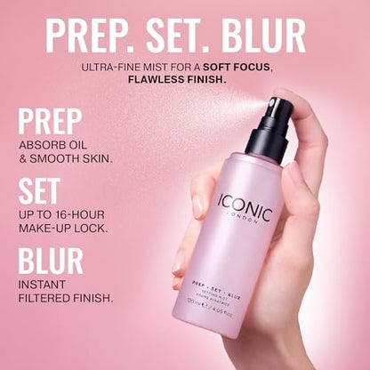 ICONIC LONDON Prep Set Blur Setting Spray - 1 Fl Oz - Vegan Makeup Fixing Spray with Radiant Glow Avelisse