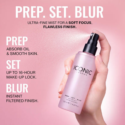 ICONIC LONDON Prep Set Blur Setting Spray - 1 Fl Oz - Vegan Makeup Fixing Spray with Radiant Glow Avelisse
