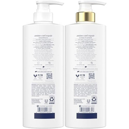 Dove Amino Curl Repair Shampoo and Conditioner Set – Damage Therapy Bio-Protein Care for Coily & Curly Hair, 18 Oz Each (Pack of 2)