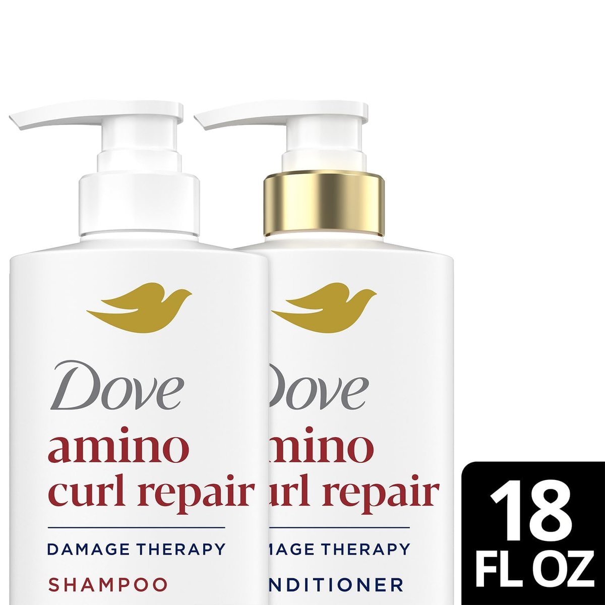 Dove Amino Curl Repair Shampoo and Conditioner Set – Damage Therapy Bio-Protein Care for Coily & Curly Hair, 18 Oz Each (Pack of 2) - görsel 5