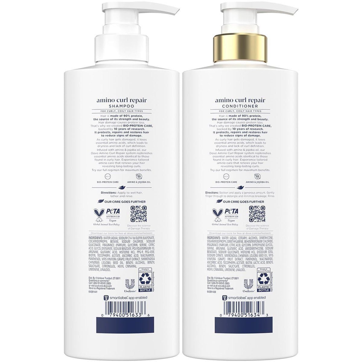 Dove Amino Curl Repair Shampoo and Conditioner Set – Damage Therapy Bio-Protein Care for Coily & Curly Hair, 18 Oz Each (Pack of 2) - görsel 3