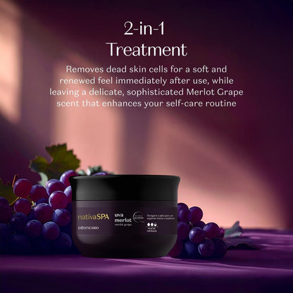 Nativa SPA by O Boticário Merlot Grape Body Scrub – Exfoliating Body Scrub for Smooth, Glowing Skin, 7.05 oz (200 g)