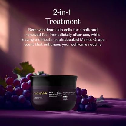 Nativa SPA by O Boticário Merlot Grape Body Scrub – Exfoliating Body Scrub for Smooth, Glowing Skin, 7.05 oz (200 g)
