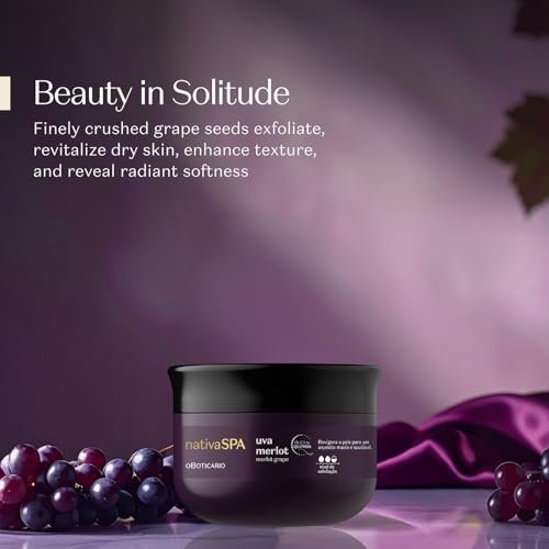 Nativa SPA by O Boticário Merlot Grape Body Scrub – Exfoliating Body Scrub for Smooth, Glowing Skin, 7.05 oz (200 g) - görsel 12