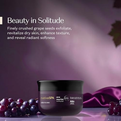 Nativa SPA by O Boticário Merlot Grape Body Scrub – Exfoliating Body Scrub for Smooth, Glowing Skin, 7.05 oz (200 g)
