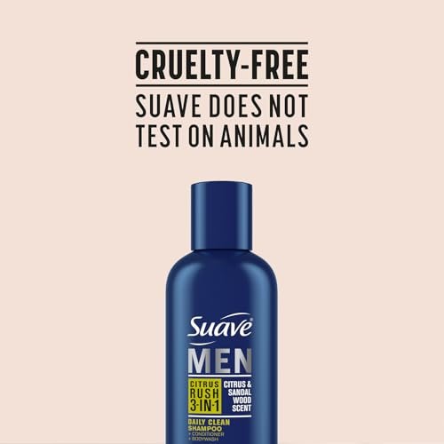 Suave Men's 3-in-1 Shampoo, Conditioner, & Body Wash, Travel-Size 6-Pack, Citrus Rush, 3 Oz Each Avelisse