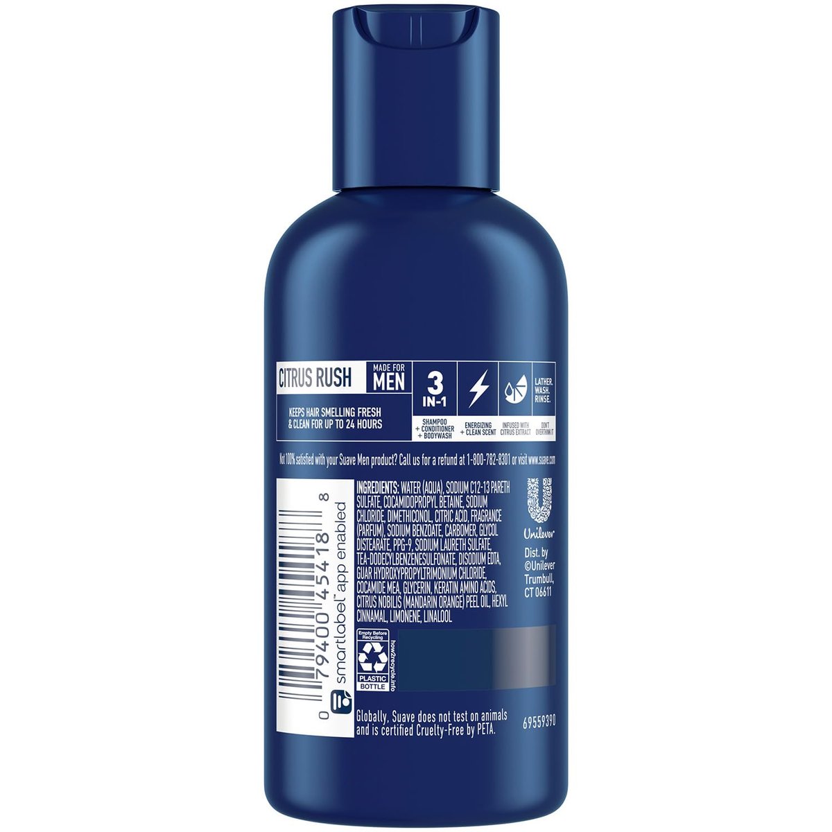 Suave Men's 3-in-1 Shampoo, Conditioner, & Body Wash, Travel-Size 6-Pack, Citrus Rush, 3 Oz Each Avelisse