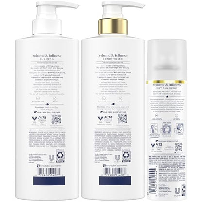 Dove Volume & Fullness Shampoo and Conditioner Set with Advanced Dry Shampoo – 3 Piece Hair Care Kit for Thin, Flat, Dry, Damaged Hair Avelisse