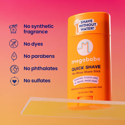 Megababe Quick Shave No-Rinse Shave Stick – Travel-Friendly Shaving Touch-Ups with Sea Moss & Hyaluronic Acid, 2.4 oz Avelisse