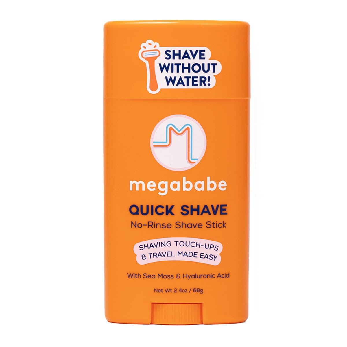 Megababe Quick Shave No-Rinse Shave Stick – Travel-Friendly Shaving Touch-Ups with Sea Moss & Hyaluronic Acid, 2.4 oz Avelisse