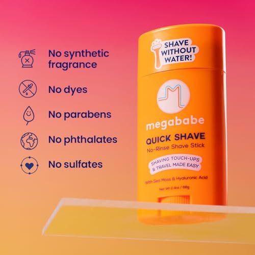 Megababe Quick Shave No-Rinse Shave Stick – Travel-Friendly Shaving Touch-Ups with Sea Moss & Hyaluronic Acid, 2.4 oz Avelisse