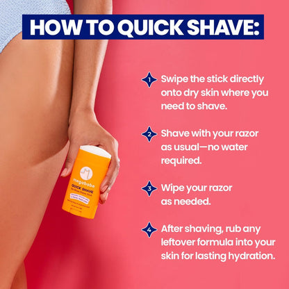 Megababe Quick Shave No-Rinse Shave Stick – Travel-Friendly Shaving Touch-Ups with Sea Moss & Hyaluronic Acid, 2.4 oz Avelisse