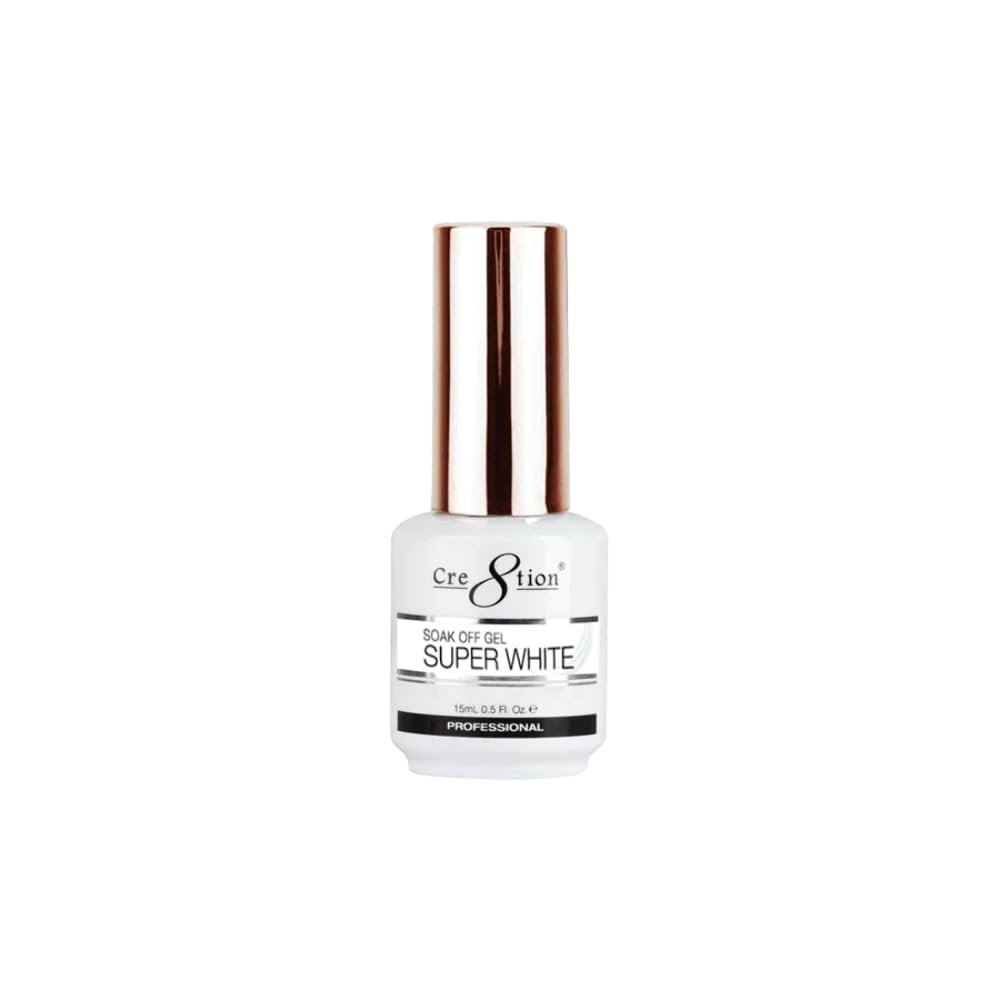 Beauty Cre8tion Soak Off Gel Nail Polish | Super White | Chip Resistant & Fast Drying | 0.5 fl oz Avelisse