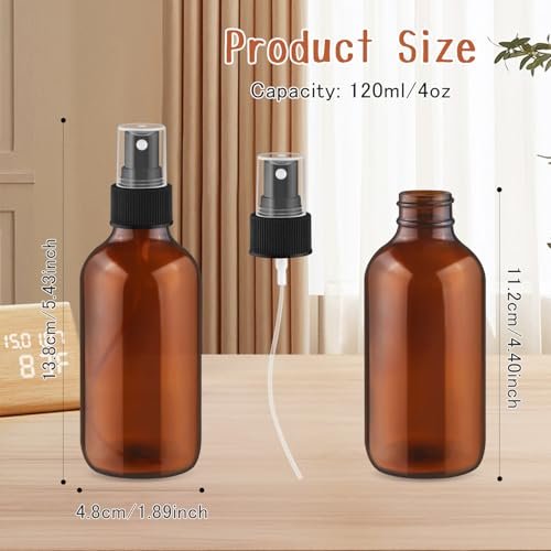 6 Pack 120ml/4oz Amber Glass Spray Bottles – Fine Mist Perfume Bottles with Dust-Proof Lids for Cosmetics & Essential Oils - görsel 4