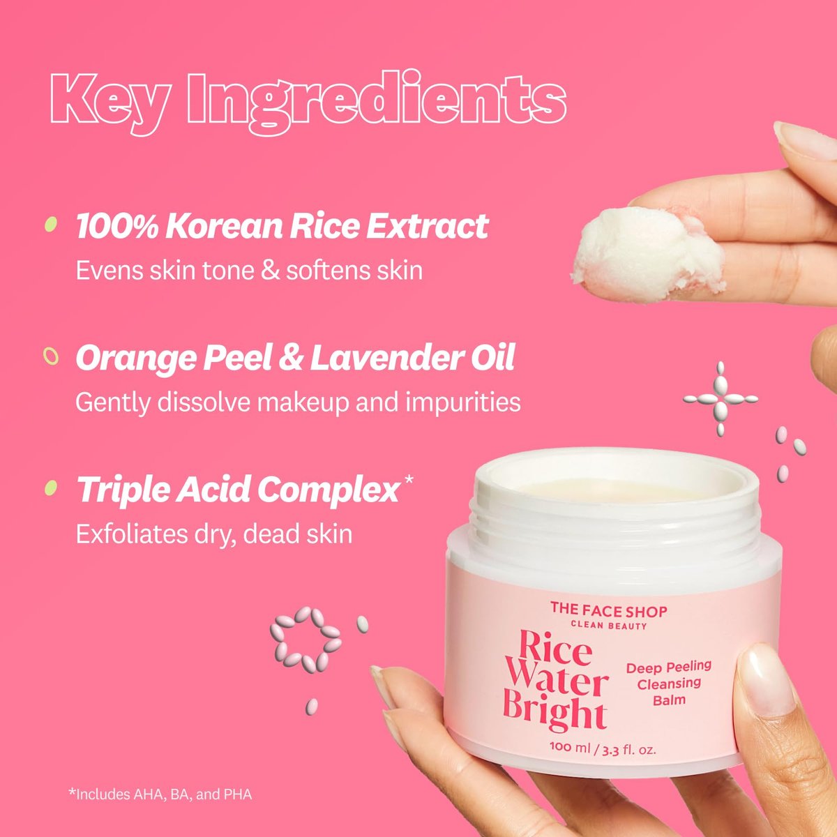 The Face Shop Rice Water Bright Cleansing Balm – 4-in-1 Makeup Remover with Korean Rice Extract & Lavender Oil, 100ml Avelisse