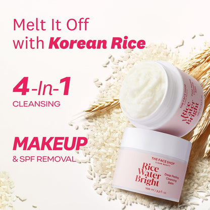 The Face Shop Rice Water Bright Cleansing Balm – 4-in-1 Makeup Remover with Korean Rice Extract & Lavender Oil, 100ml Avelisse