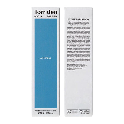 Torriden DIVE IN FOR MEN All In One 200ml - Hydrating & Sebum Care Face Moisturizer with Hyaluronic Acid, Panthenol, Allantoin Avelisse